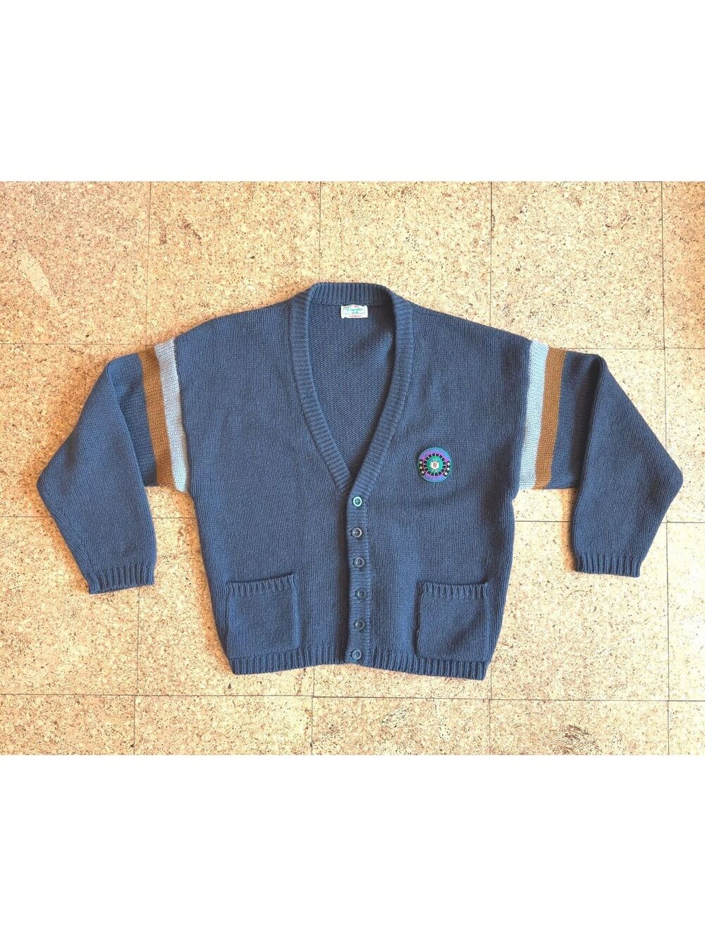 Vtg. Benetton Cortina Shetland Wool Cardigan M/L Gray V-Neck See Condition Note